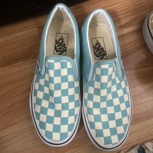 teal checkered vans